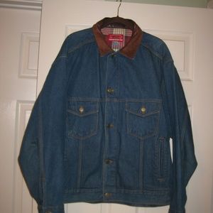 Marlboro Denim Jacket w/Leather Collar Size L